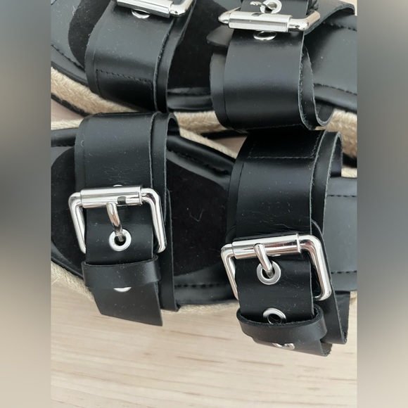 Zara Black Double Buckle Sandals Size 39 - Picture 3 of 4